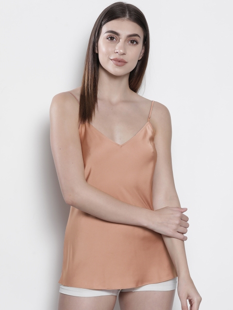 

Marks & Spencer Women Peach-Coloured Solid Camisole With Satin Finish