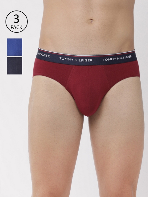 

Tommy Hilfiger Men Pack of 3 Solid Briefs A9AB1122, Maroon