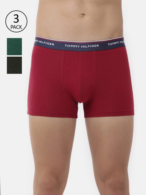

Tommy Hilfiger Men Pack of 3 Solid Trunks A9AB4140, Maroon