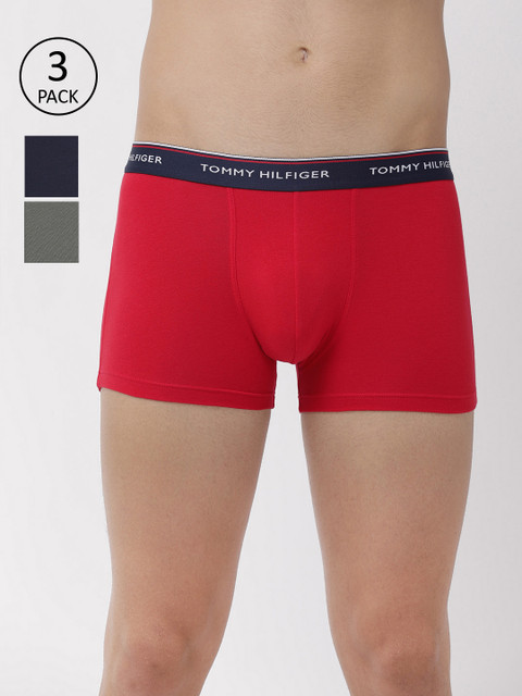 

Tommy Hilfiger Men Pack of 3 Solid Trunks A9AB4143, Red