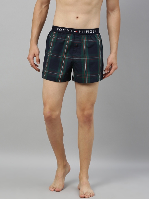 

Tommy Hilfiger Men Navy Blue & Green Checked Pure Cotton Boxers A9AB2117