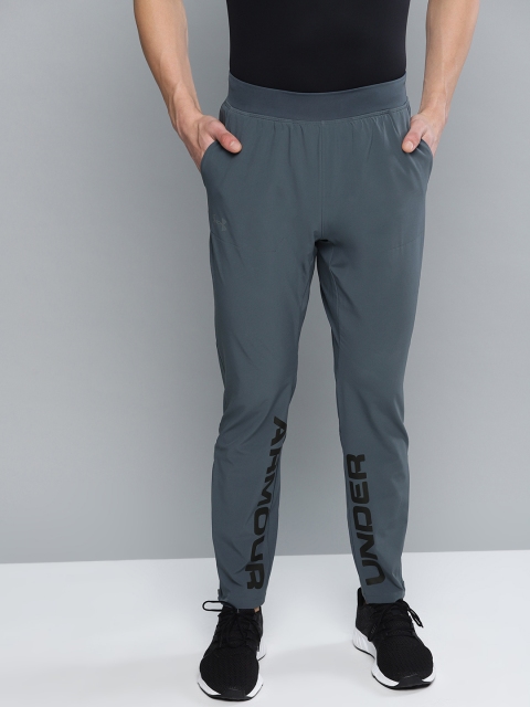 

UNDER ARMOUR Men Charcoal Grey Storm Launch Linked Up Solid Running Track Pants