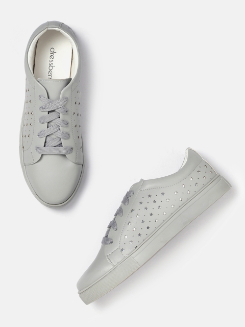 

DressBerry Women Grey Laser Cut Sneakers