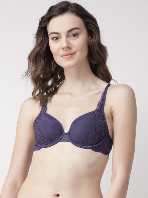 

Marks & Spencer Aubergine Lace Underwired Lightly Padded T-shirt Bra T332006, Purple
