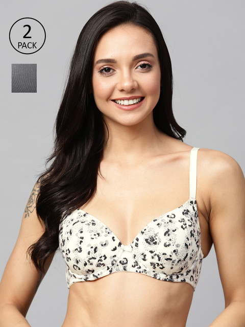 

Marks & Spencer Pack of 2 Lightly Padded T-shirt Bra T330384XSLATE MIX, Off white