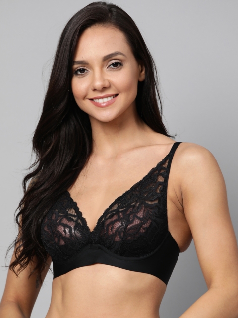 

Marks & Spencer Black Lace Underwired Non Padded Plunge Bra T332005