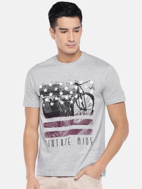 

Globus Men Grey Printed Round Neck T-shirt