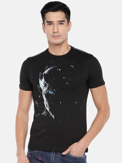 

Globus Men Black Game of Thrown Printed Round Neck T-shirt