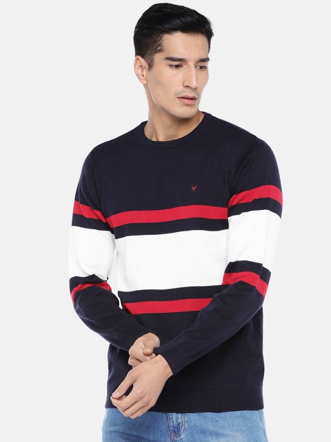 

Globus Men Navy Blue Striped Round Neck T-shirt