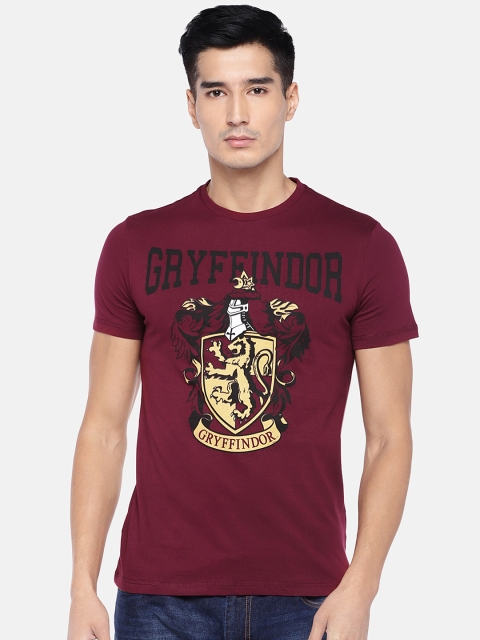 

Globus Men Maroon & Yellow Printed Round Neck T-shirt
