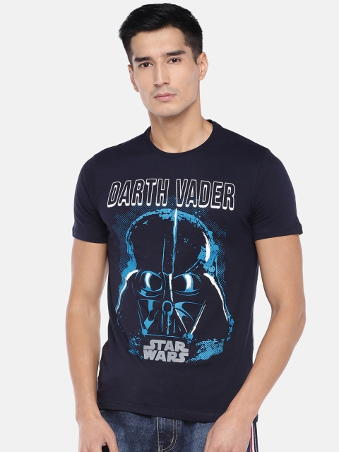 

Globus Men Navy Blue & White Star Wars Printed Round Neck T-shirt