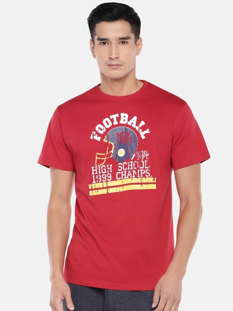 

Globus Men Red Printed Round Neck T-shirt