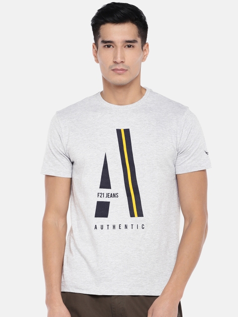

Globus Men Grey Printed Round Neck T-shirt
