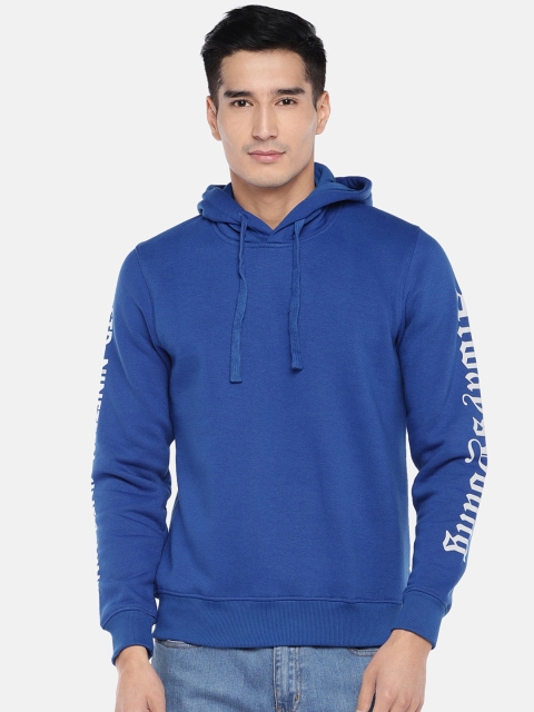 

Globus Men Blue Solid Hooded Sweatshirt