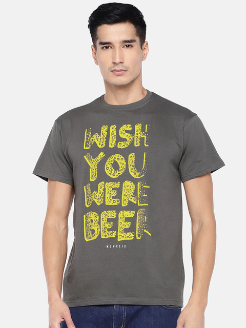 

Globus Men Grey Printed Round Neck T-shirt