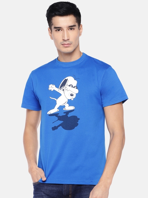

Globus Men Blue Printed Round Neck T-shirt
