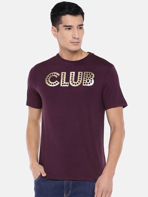 

Globus Men Maroon Printed Round Neck T-shirt