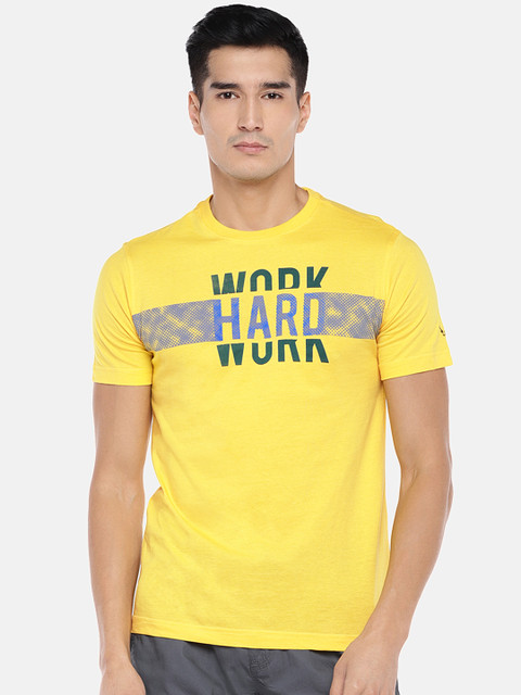 

Globus Men Yellow Printed Round Neck T-shirt