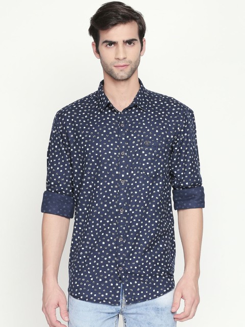 

Mufti Men Navy Blue Slim Fit Printed Casual Shirt