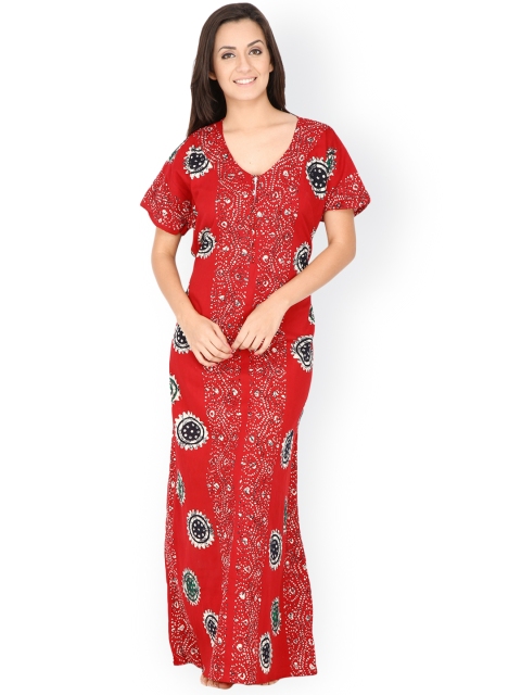 

Secret Wish Red Printed Maxi Nightdress NT-137