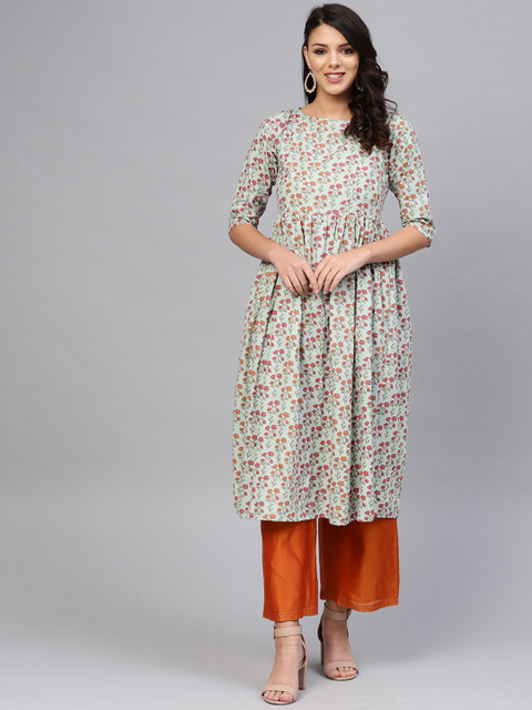 

SIAH Women Blue & Pink Printed A-Line Kurta