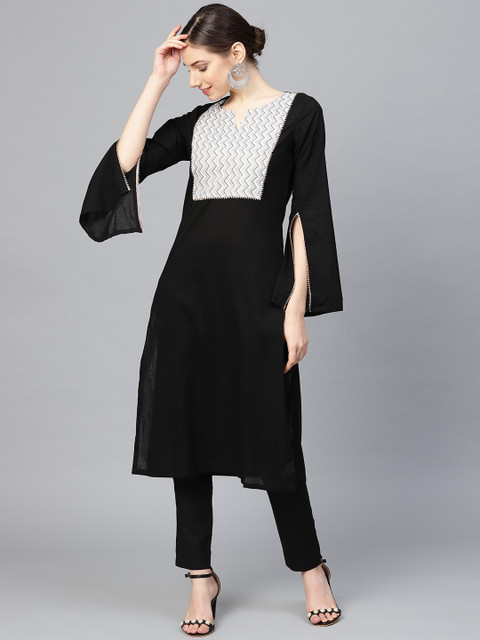 

SIAH Women Black Yoke Design Kurta with Trousers