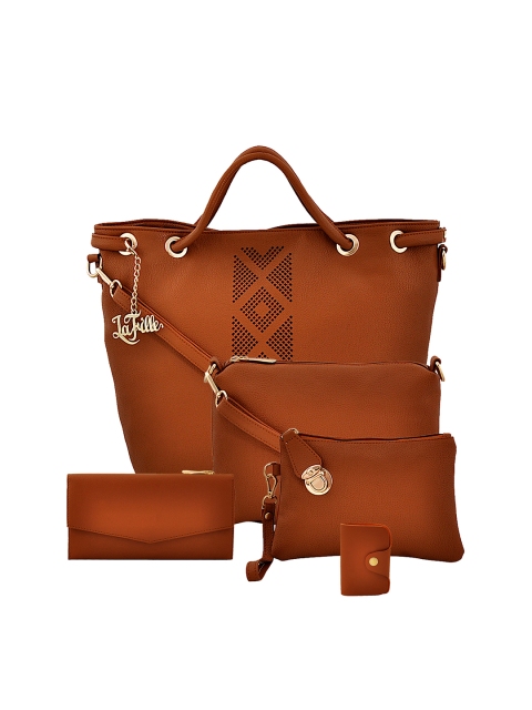 

LaFille Tan Solid Set Of 5 Handheld Bag
