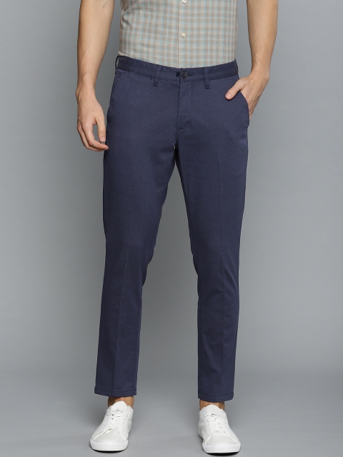 

Louis Philippe Sport Men Navy Blue & Olive Green Slim Fit Printed Regular Trousers