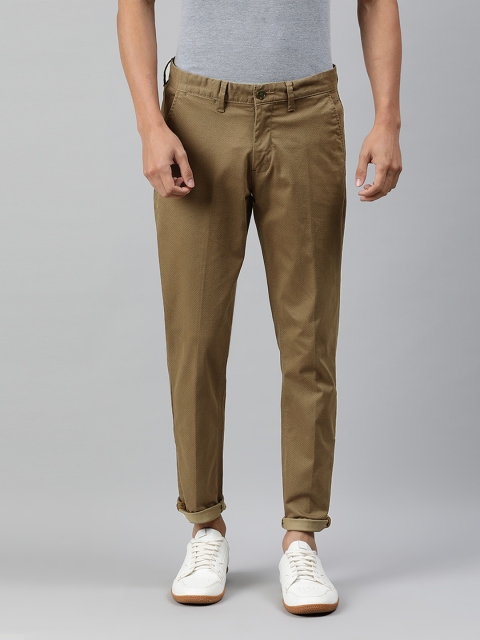 

Louis Philippe Sport Men Camel Brown Comfy Tapered Fit Printed Regular Trousers