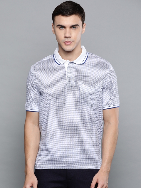 

Louis Philippe Men Navy Blue & White Printed Polo Collar T-shirt