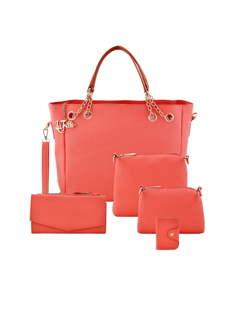 Set of 5 Peach Solid Bag