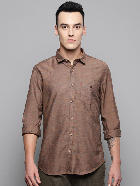 

Louis Philippe Sport Men Brown Super Slim Fit Solid Smart Casual Shirt