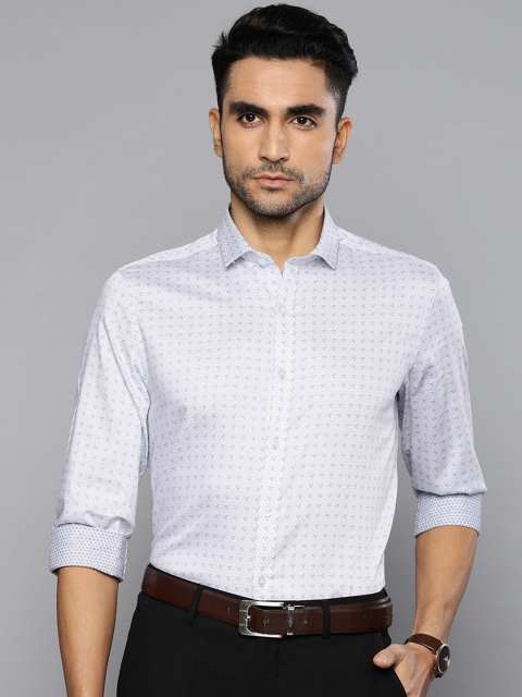 

Louis Philippe Men White Slim Fit Printed Formal Shirt