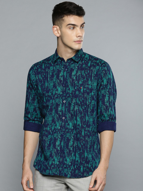 

Louis Philippe Sport Men Navy Blue & Turquoise Blue Slim Fit Printed Casual Shirt