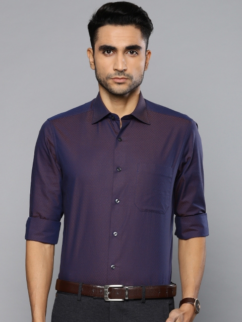 

Louis Philippe Men Purple & Brown Classic Regular Fit Self Design Party Shirt