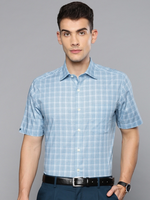 

Louis Philippe Men Blue Regular Fit Checked Formal Shirt