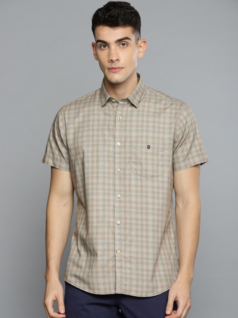 

Louis Philippe Sport Men Grey & Turquoise Blue Slim Fit Checked Casual Shirt