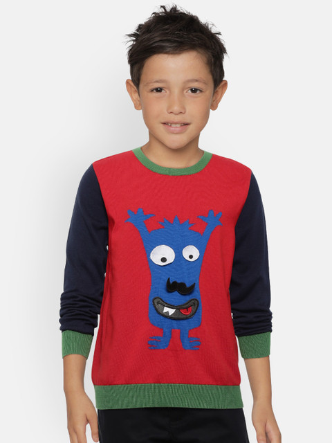 

Allen Solly Junior Boys Red & Blue Self Design Sweater