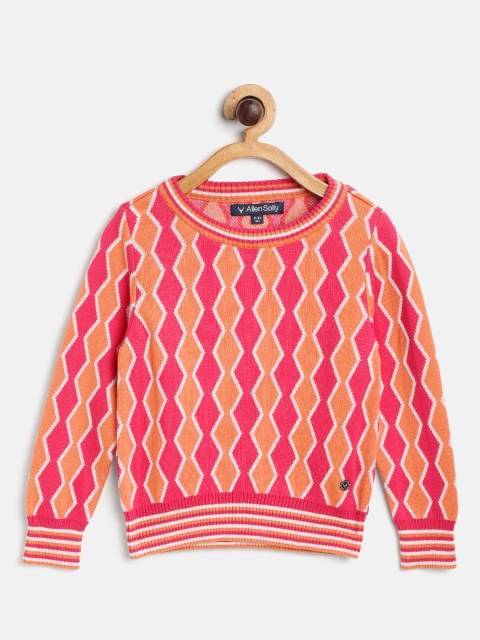 

Allen Solly Junior Girls Pink & Orange Chevron Patterned Sweater