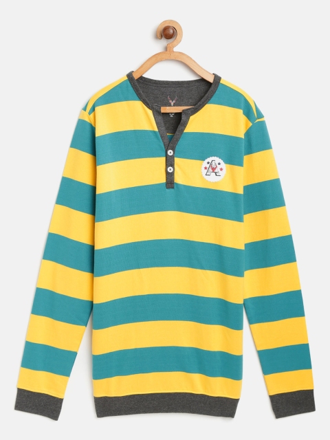 

Allen Solly Junior Boys Teal Green & Yellow Striped Sweatshirt