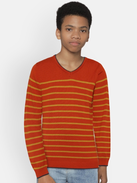 

Allen Solly Junior Boys Orange Striped Sweater