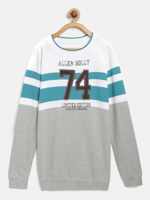

Allen Solly Junior Boys Grey Melange & White Striped Sweatshirt