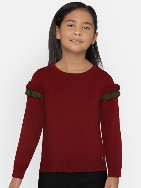 

Allen Solly Junior Girls Maroon Solid Pullover