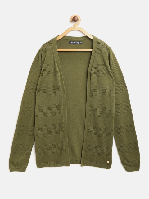 

Allen Solly Junior Girls Olive Green Self Design Front-Open Sweater