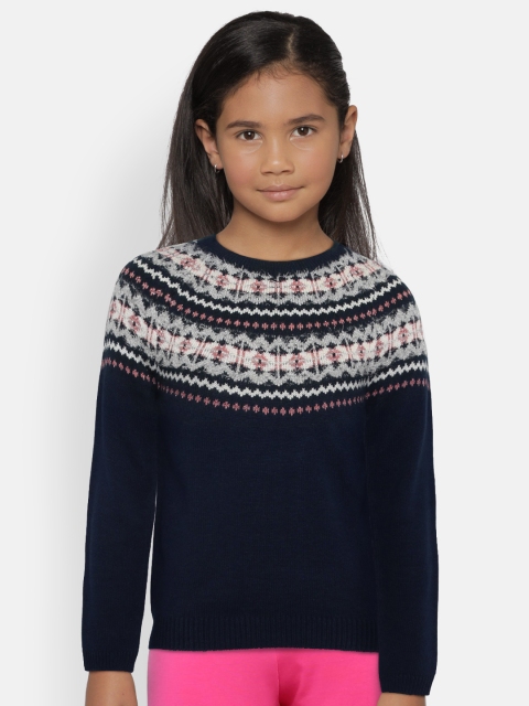 

Allen Solly Junior Girls Navy Blue Self Design Sweater