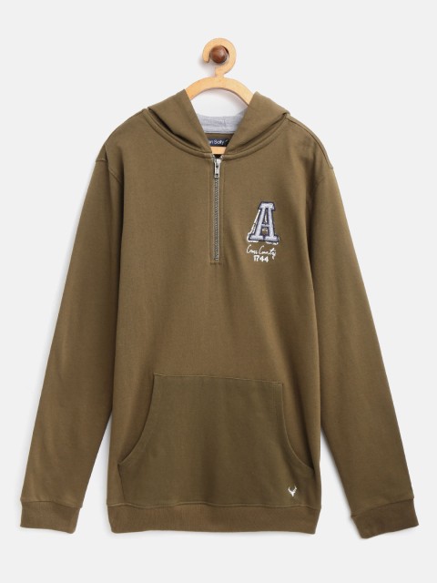 

Allen Solly Junior Boys Olive Green Solid Hooded Sweatshirt
