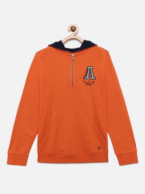 

Allen Solly Junior Boys Orange Solid Hooded Sweatshirt