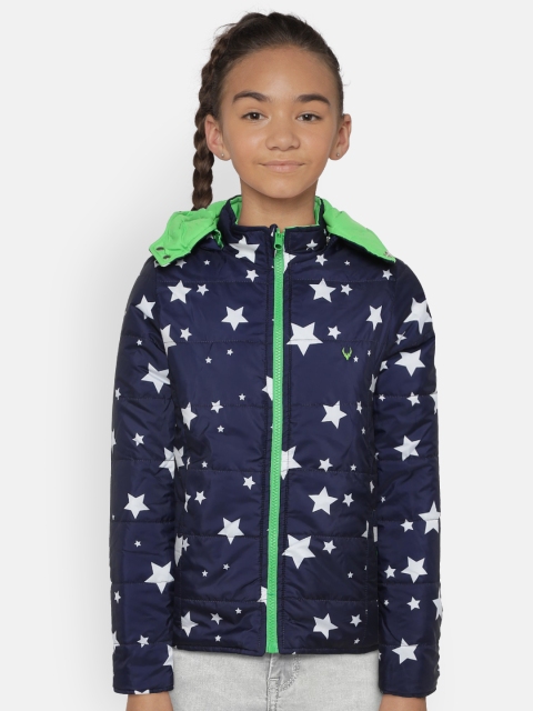 

Allen Solly Junior Girls Navy Blue Printed Reversible Jacket