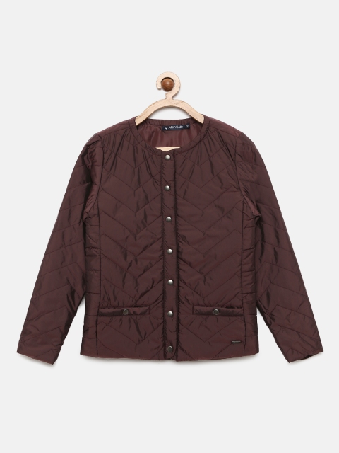 

Allen Solly Junior Girls Maroon Solid Quilted Jacket