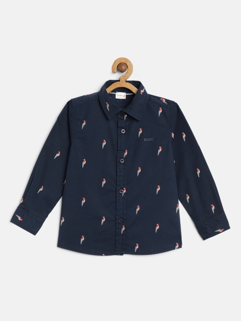 

Aomi Boys Navy Blue Regular Fit Printed Casual Shirt
